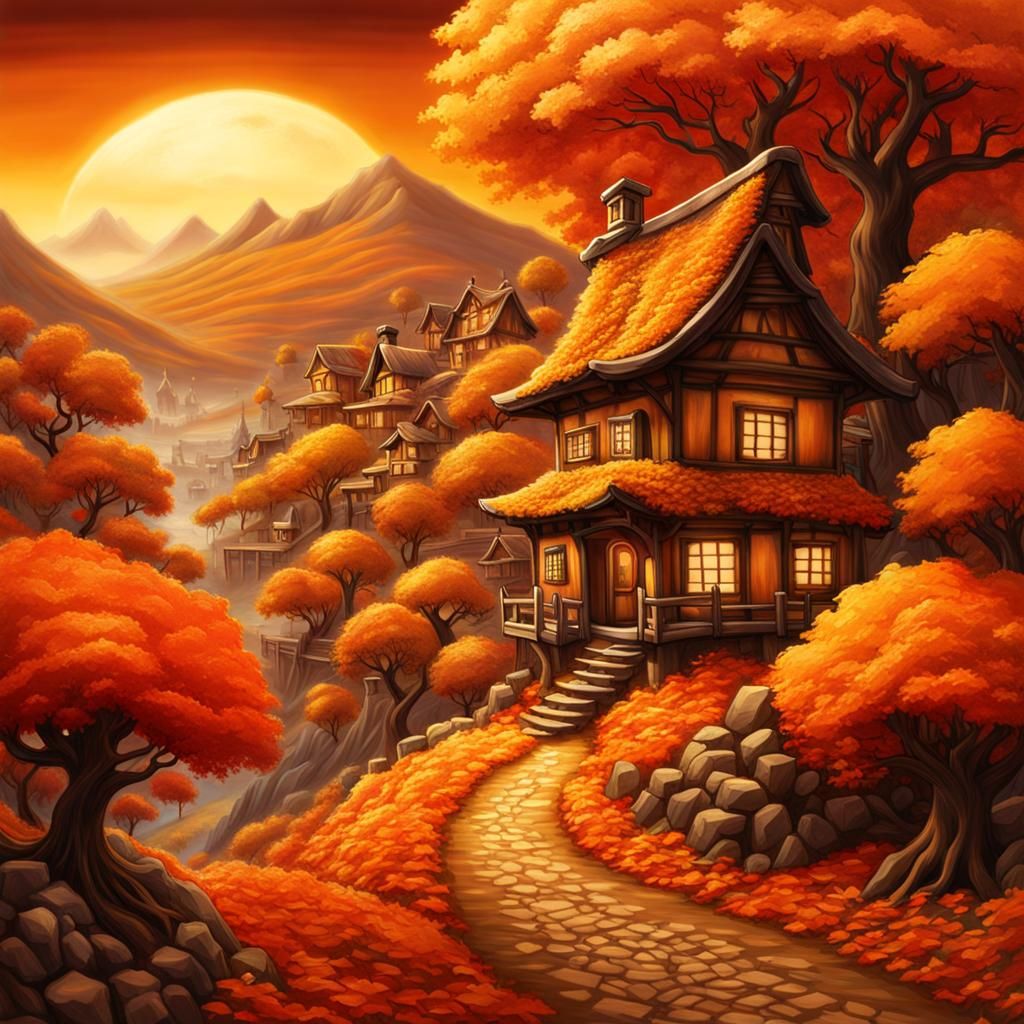 Chibi Autumn Village Inspired by Okamoto and Ocampo