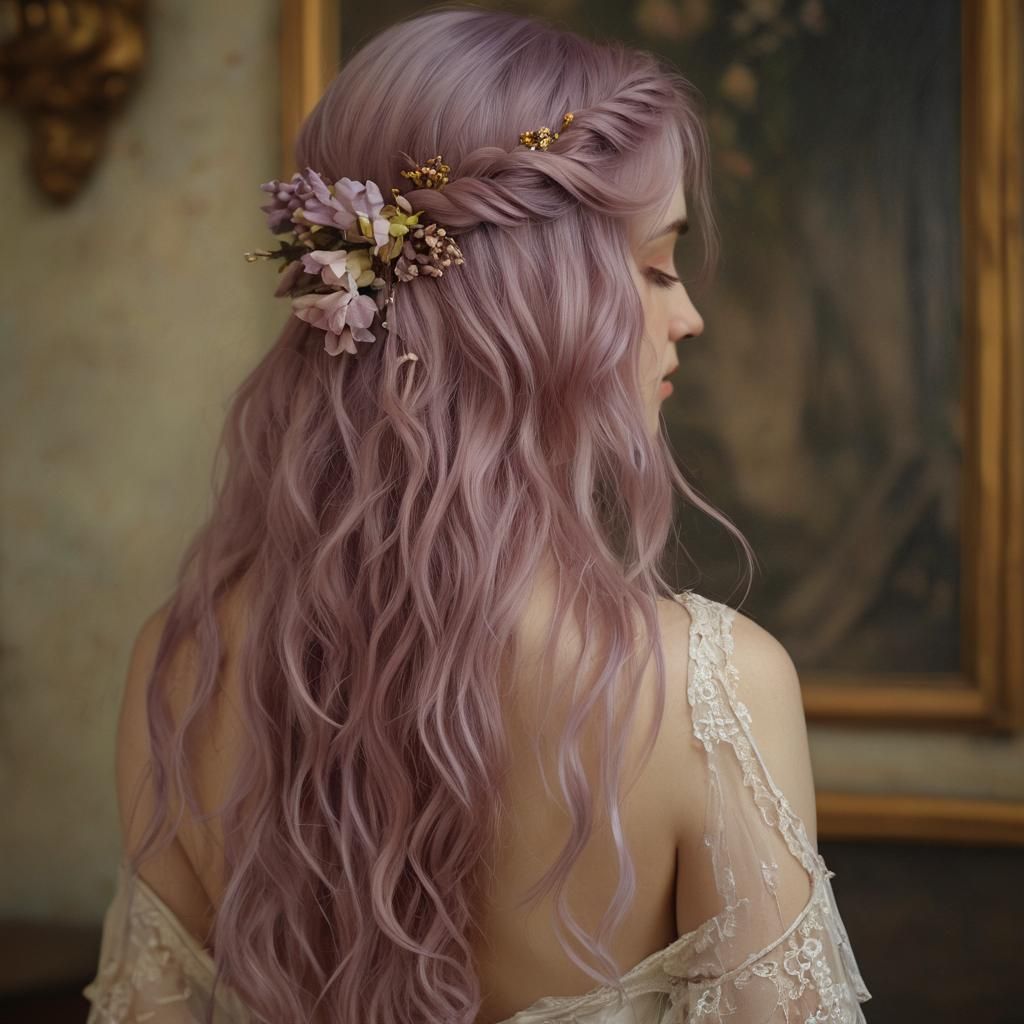 Vintage Bride Portrait in Pre-Raphaelite Style