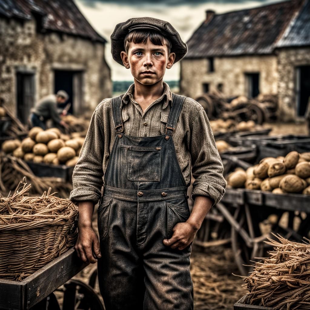 Young Boy Farmer in 1940s France