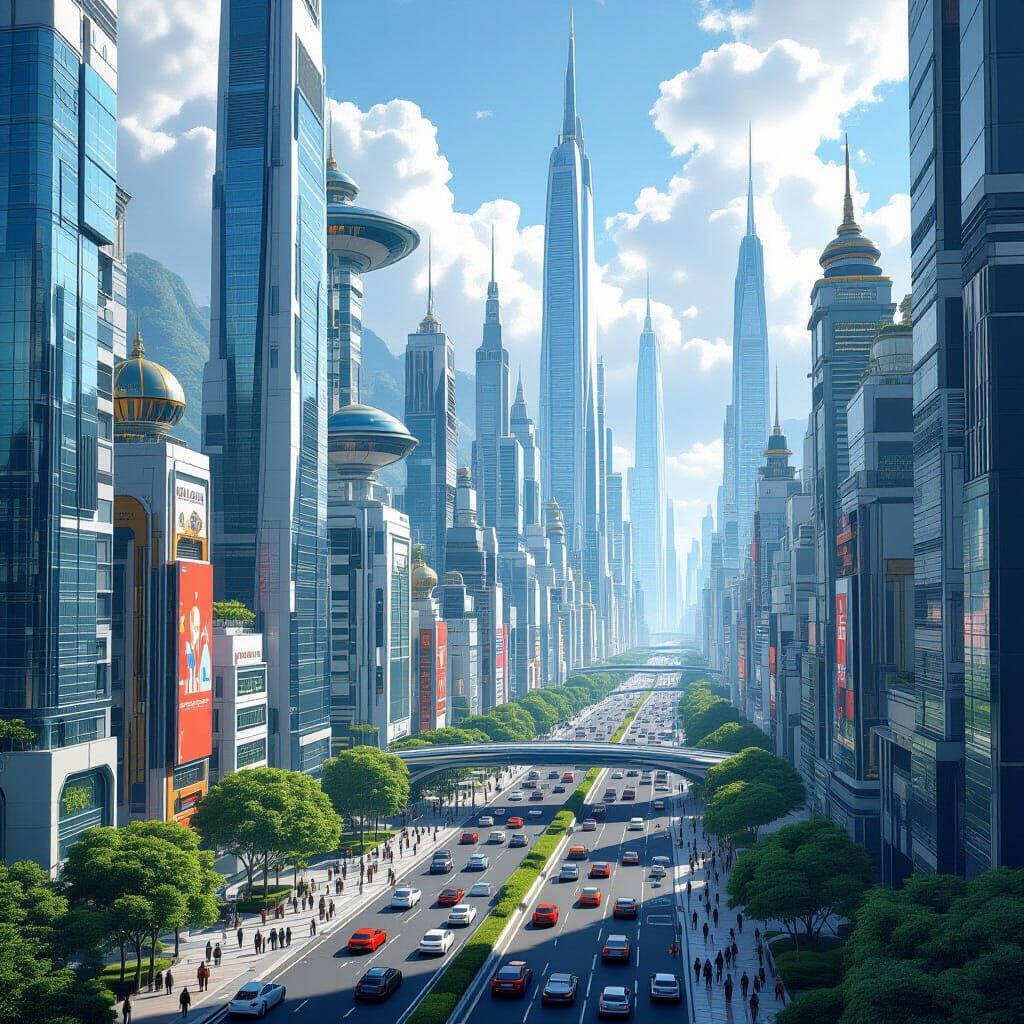 Utopian Metropolis Inspired by Futuristic Art Styles