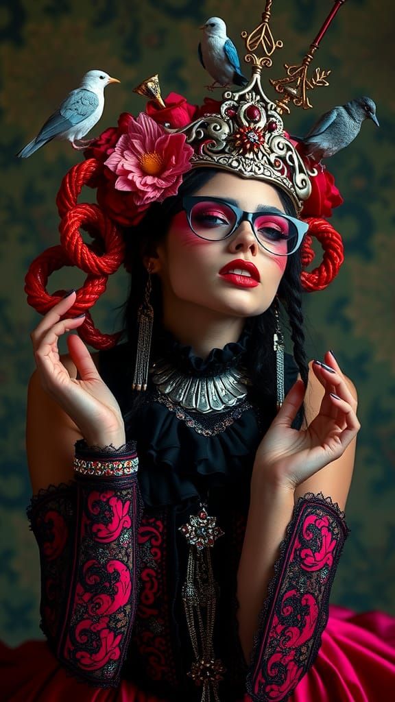 Surreal Editorial Portrait in Avant-Garde Glam Style