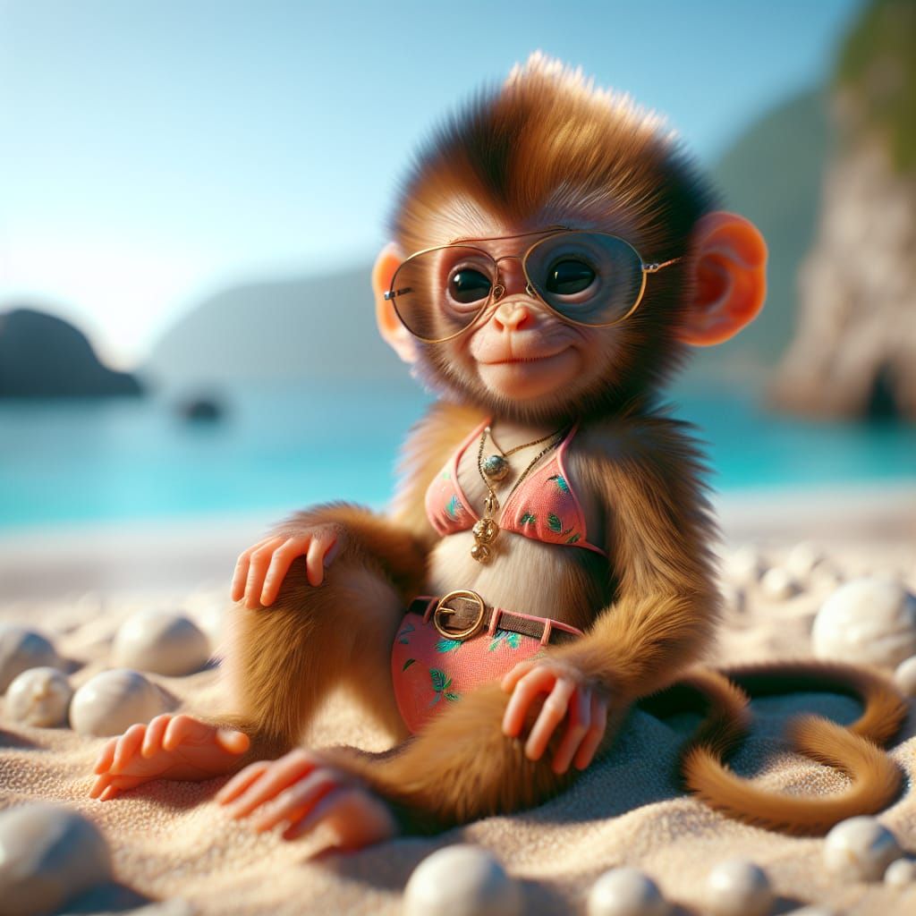 Photorealistic Monkey Pin-Up in 8K Resolution