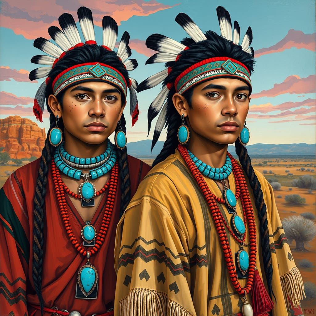 Two-Spirit Navajo Youth in Pop Art Style