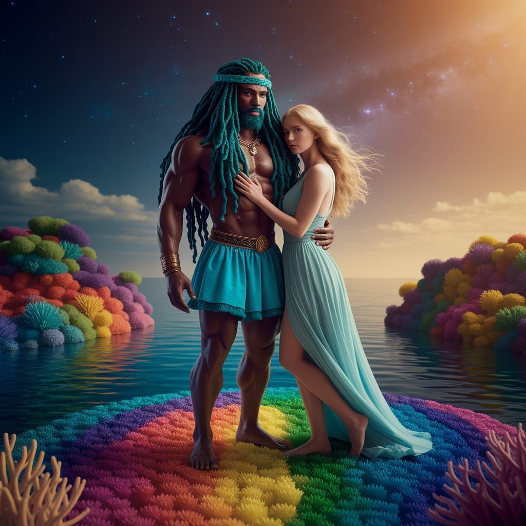 Sea King Reigns Over Rainbow Coral Island