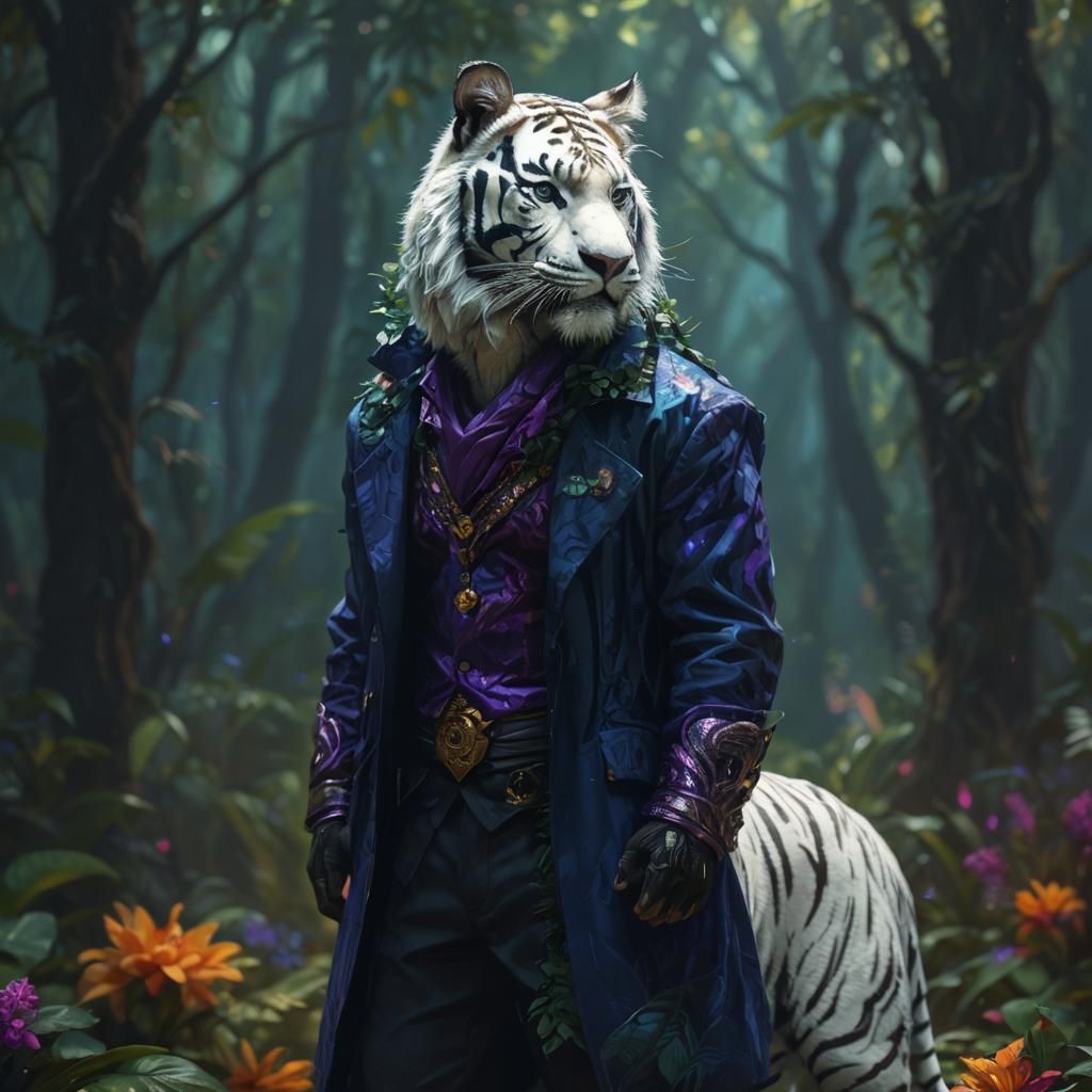 Fauvist Tiger in Mystical Jungle: Fantasy Art