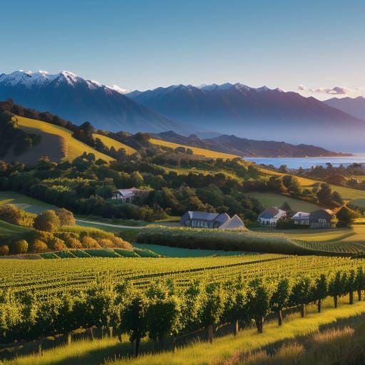 Marlborough New Zealand Vineyards and Rolling Hills in Golde...