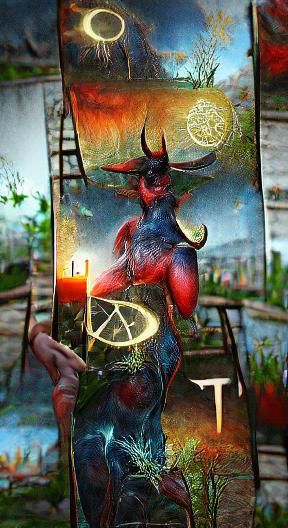 The Devil Tarot Card in Mystical Painting Style