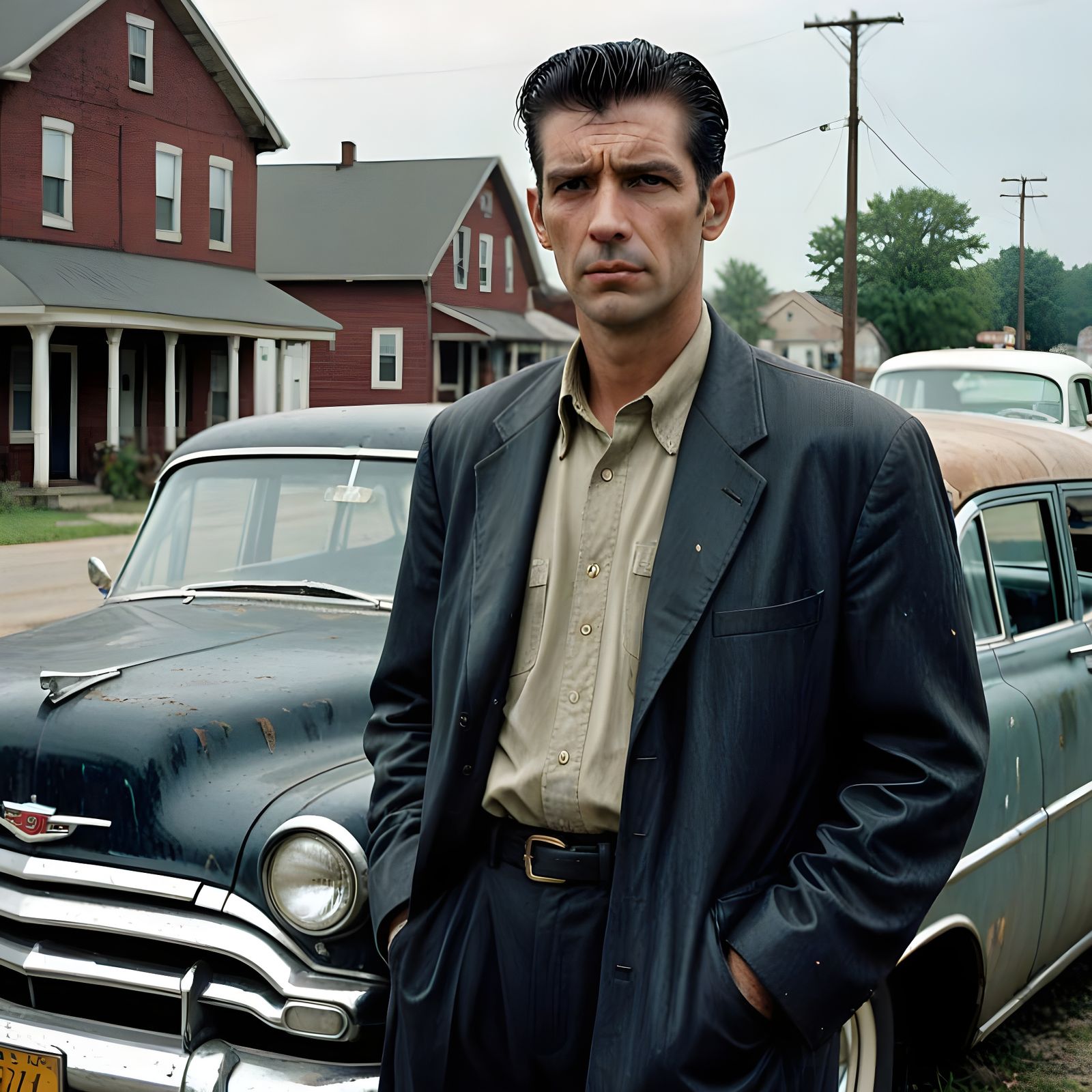 Eerie Portrait of a Small-Town Monster in 1950s Attire