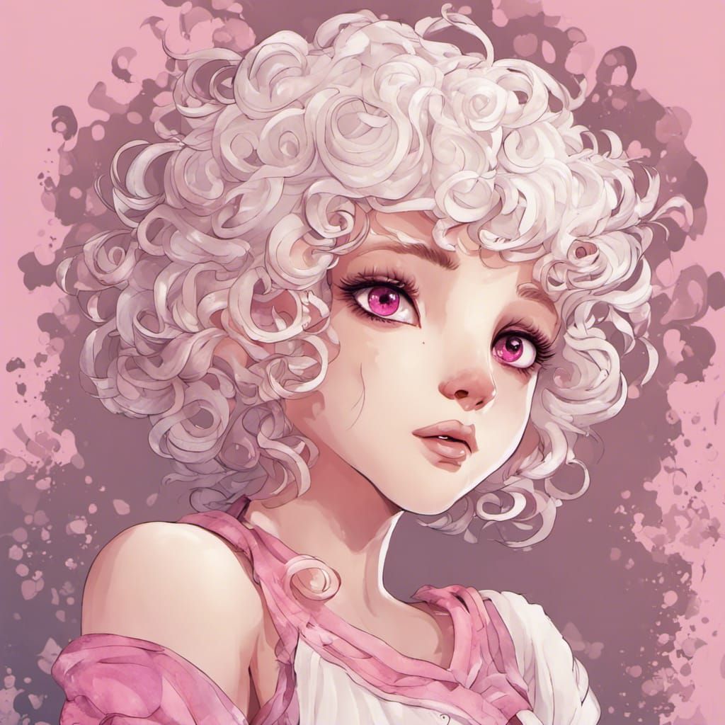 Enchanting Fairy Girl with White Hair and Pink Eyes