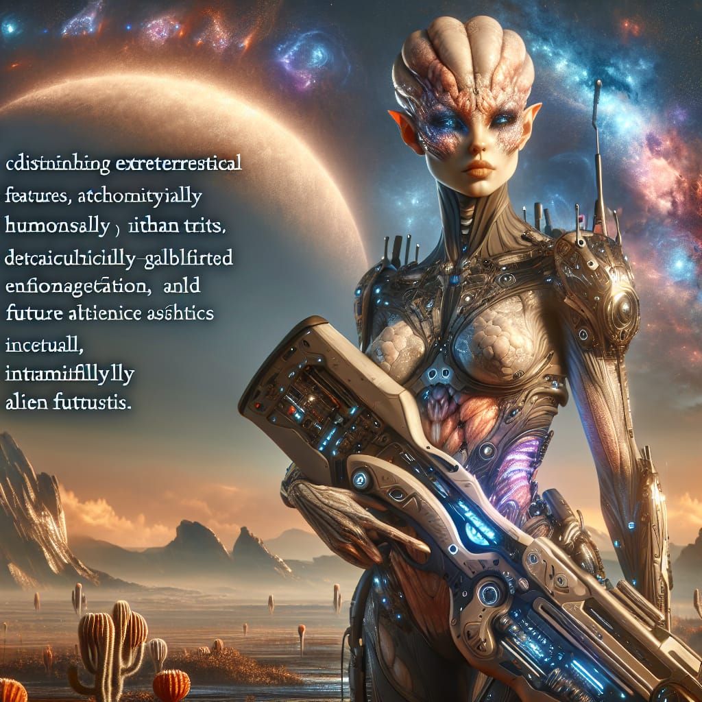 a portrait of an alien -human  hybrid female warrior , beaut...