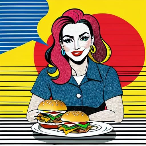 Vibrant Pop Art Burger Illustration