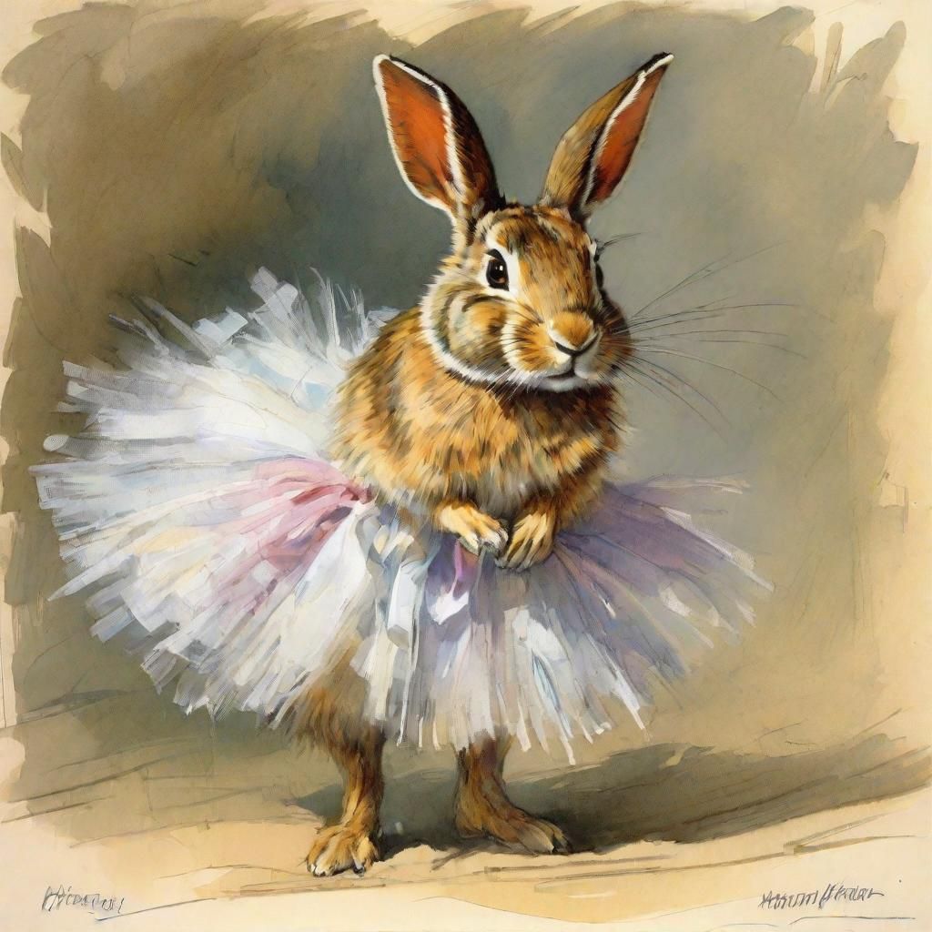 Rabbit Ballerina in Heinrich Kley Style