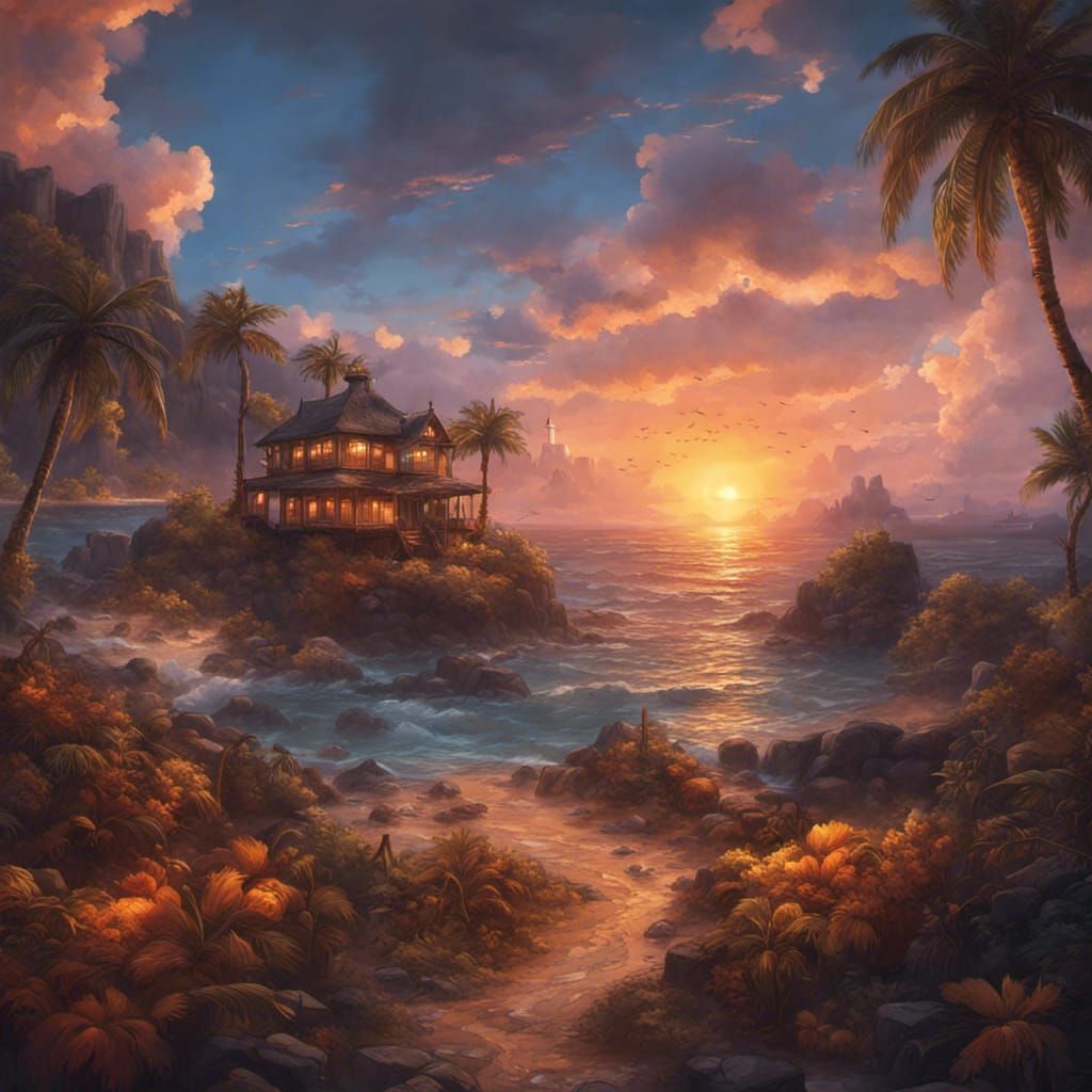 Halloween in Hawaii: Tropical Sunset with Ghosts