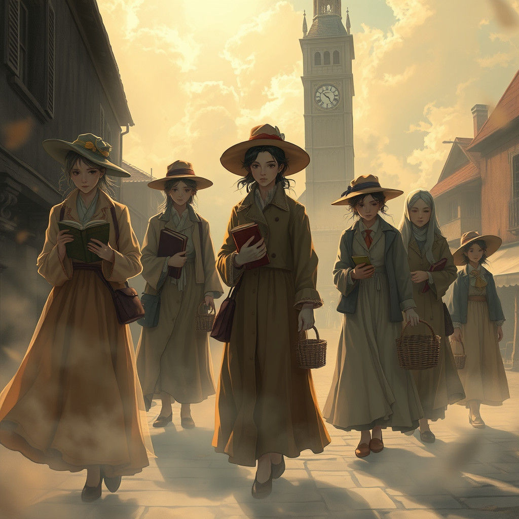 Ghostly Villagers Fade into Mist in Anime Style