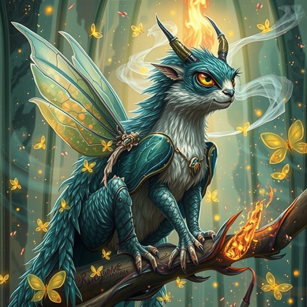 Majestic Firefly Amidst Whirling Vortex in Fantasy Digital A...