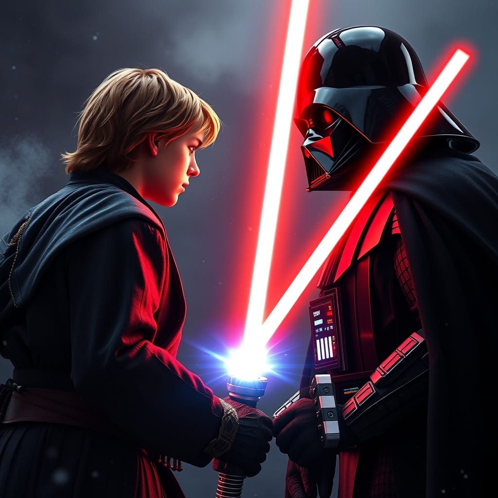 Luke Skywalker and Darth Vader Epic Lightsaber Duel