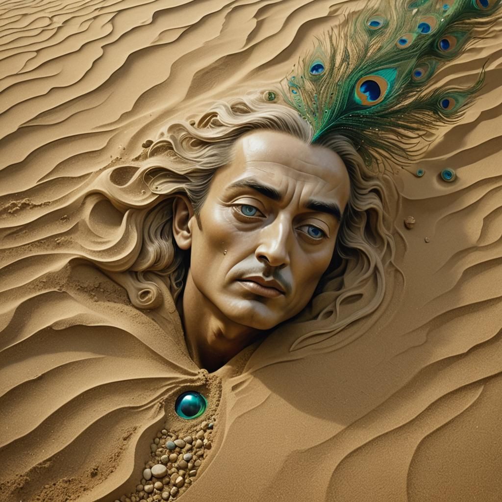 Sandy Entity Emerges in Surreal Desert Landscape