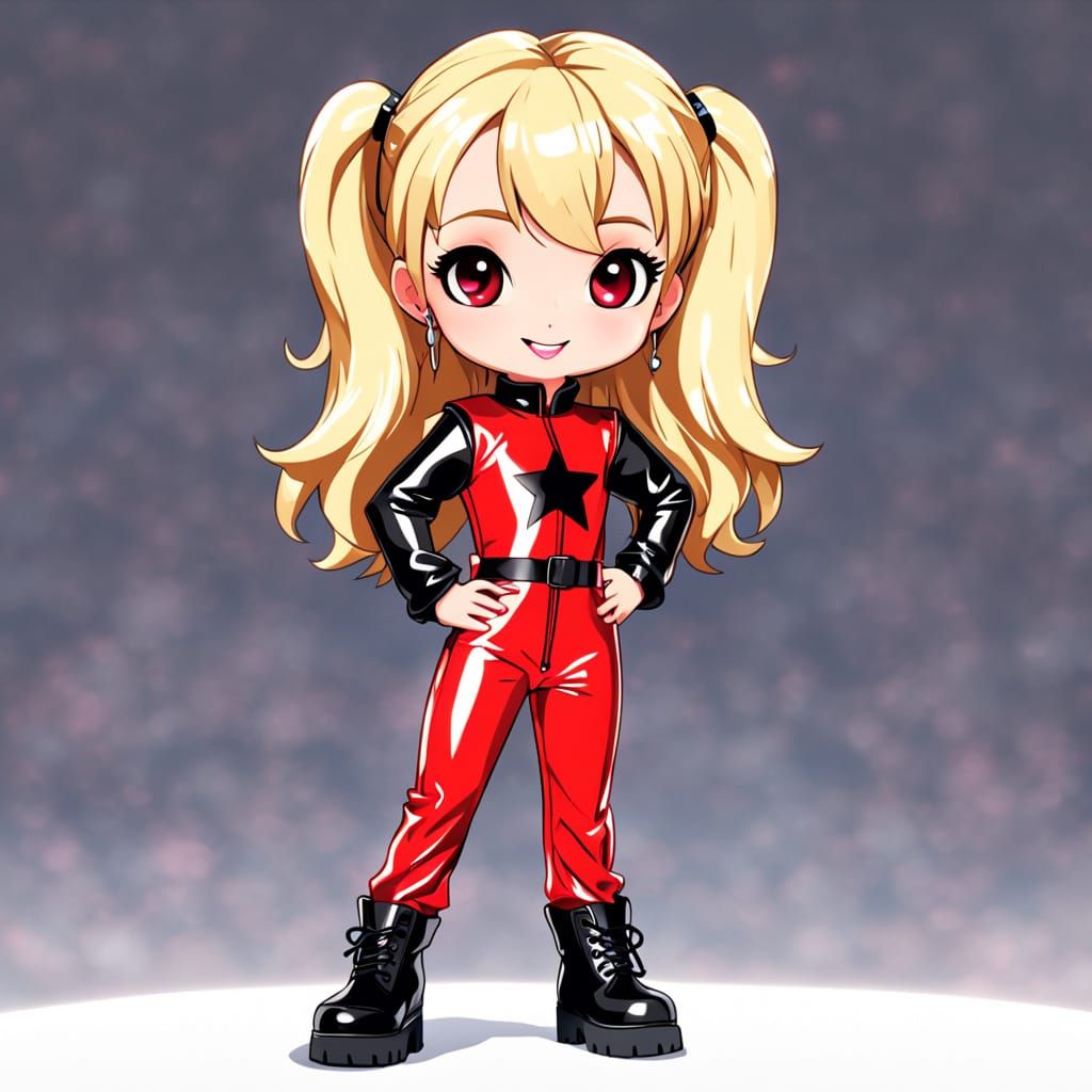 Chibi Britney Spears in Iconic Red Latex Jumpsuit