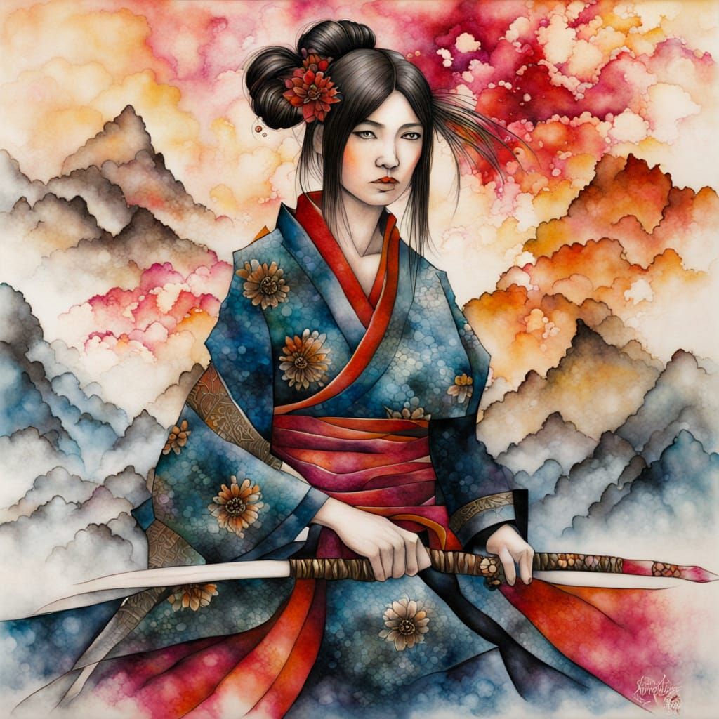 Samurai Woman in Ancient Japanese Setting