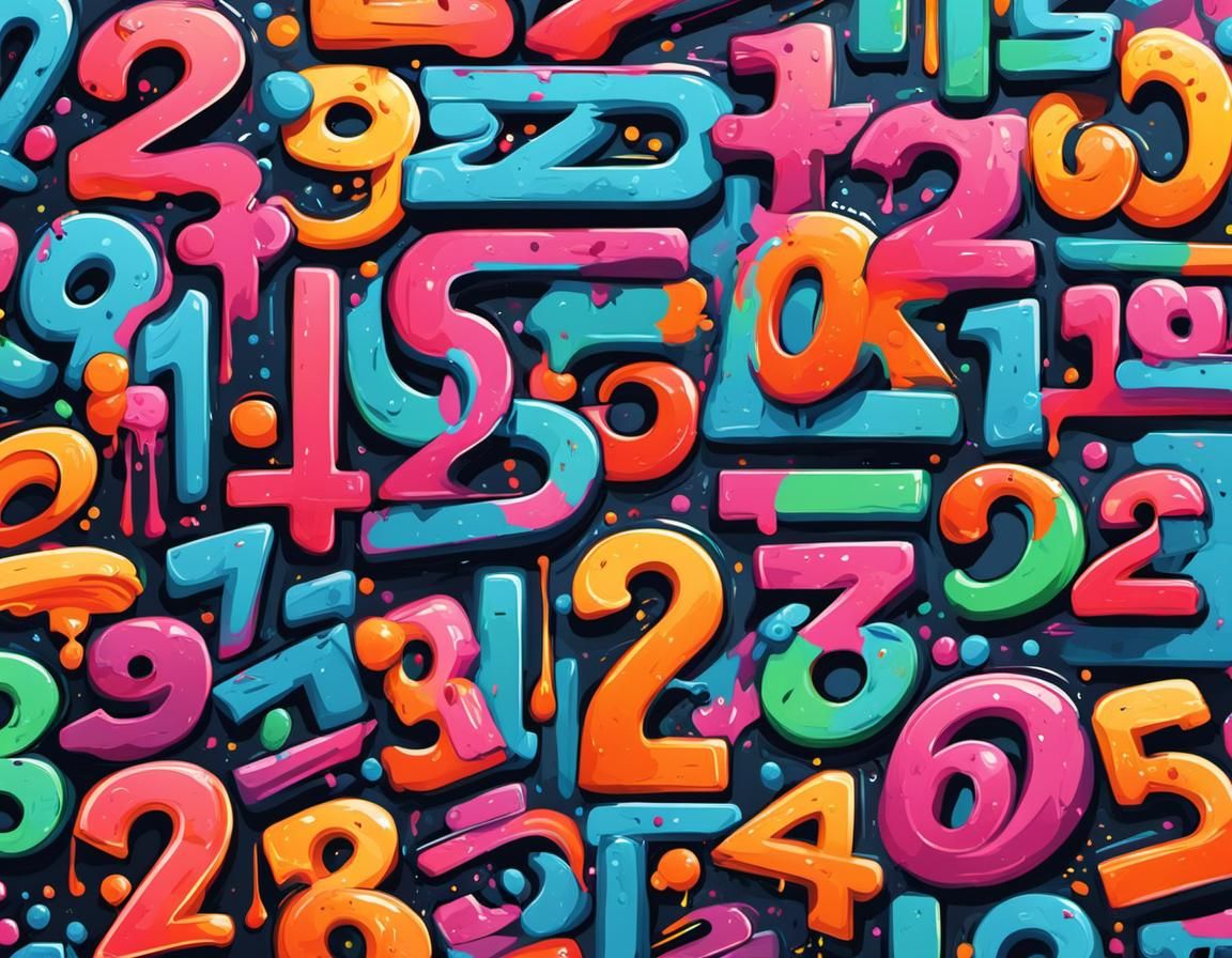 Colorful Graffiti Numbers in Polychromatic Splash Art