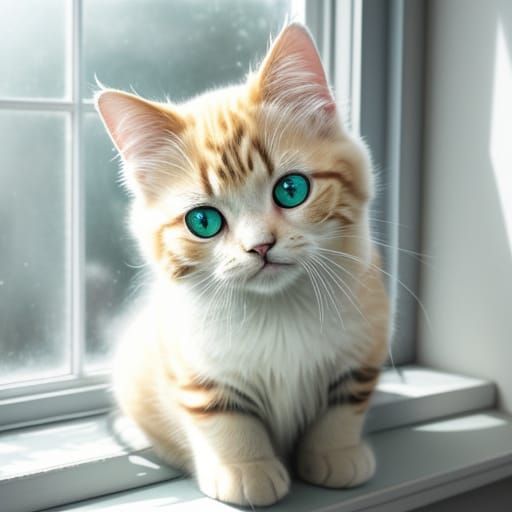 Whimsical Kitty Portrait in Pastel Colors