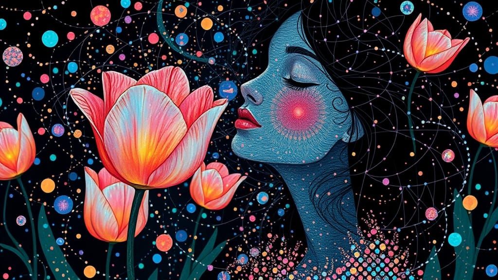 Ethereal Goddess in Iridescent Opal Hues, Whispers of Klimt-...