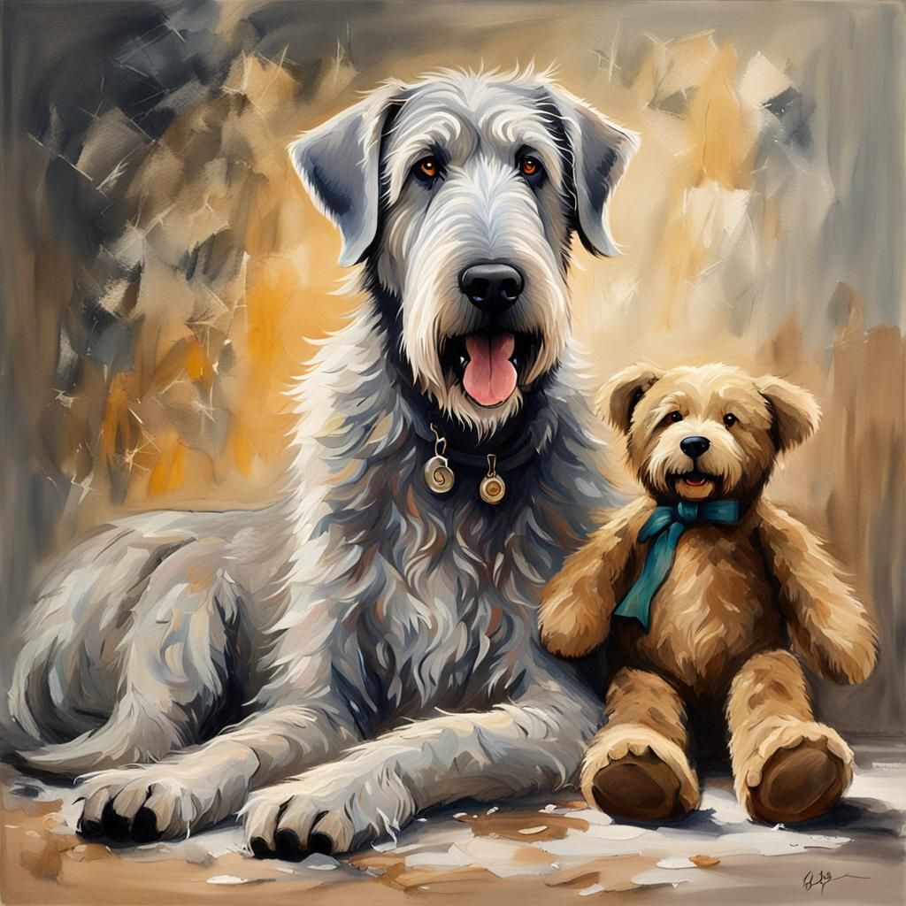 A stunning, whimsical painting featuring a realistic and ado...