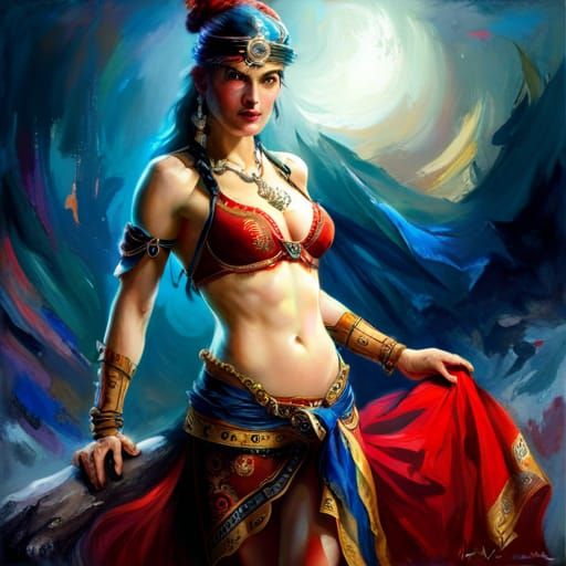 Wolf Warrior Woman Portrait in Daeni Style