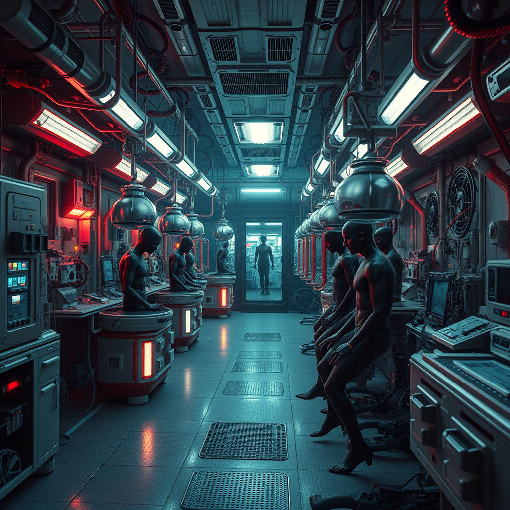 Hyperrealistic Cloning Lab in Futuristic Style