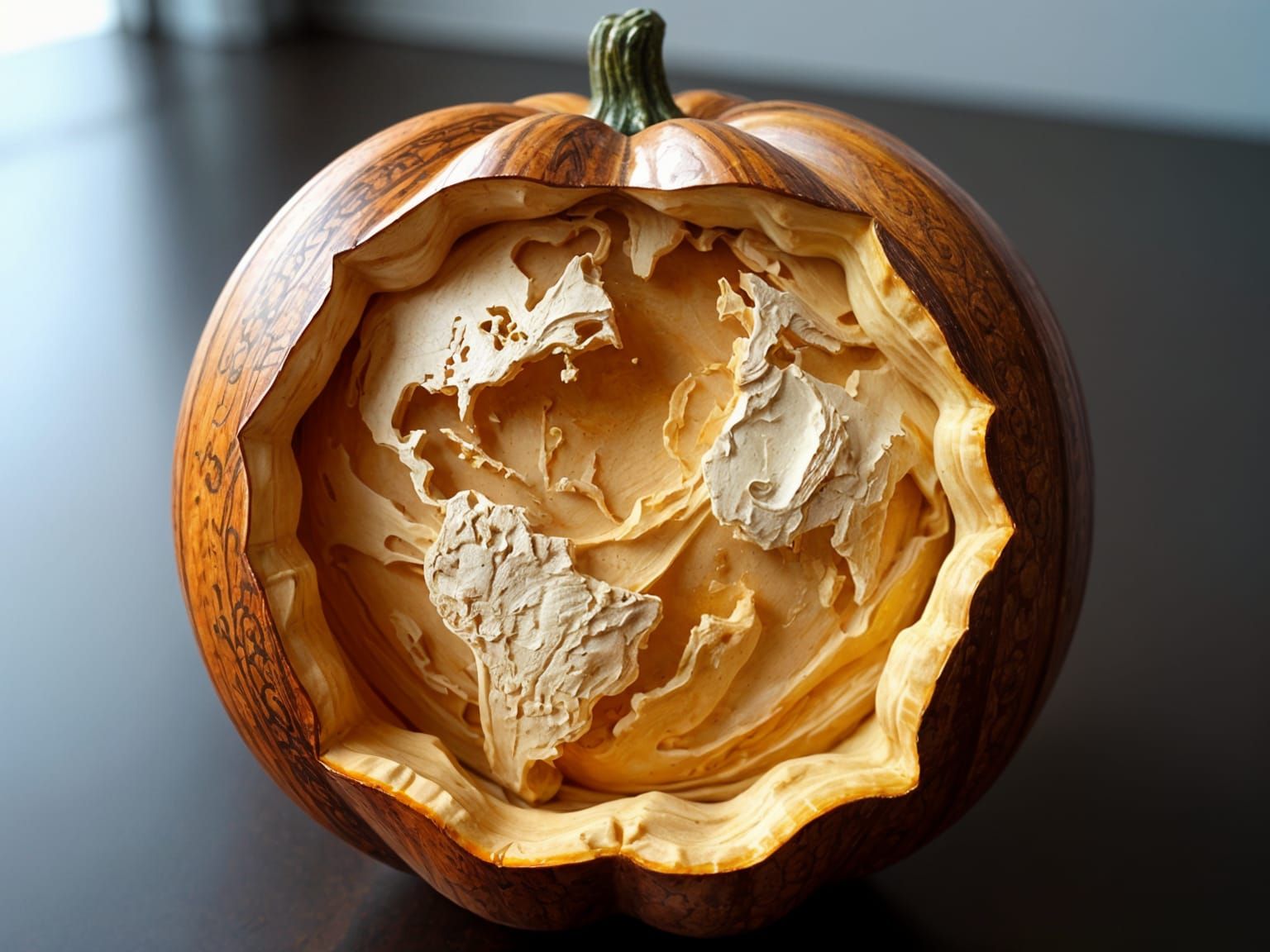 Detailed Gourd Carved as Earth: 3D Anime Art