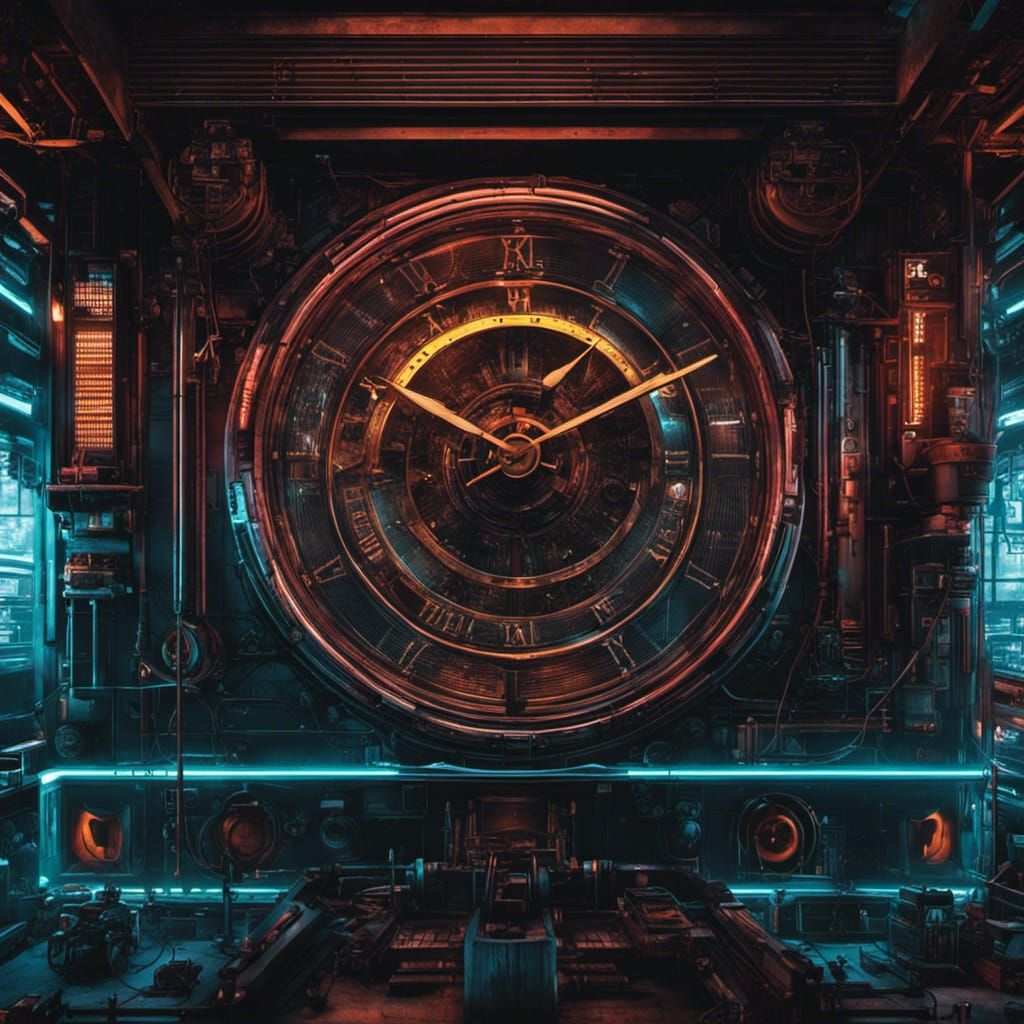 Cyberpunk Wall Clock in Futuristic House Setting