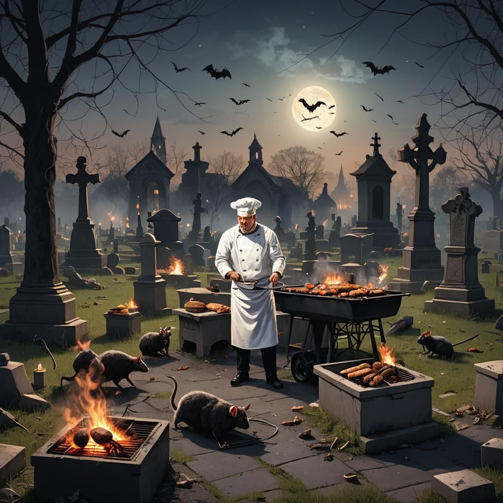 Eerie Cemetery Barbecue with Chef and Rats