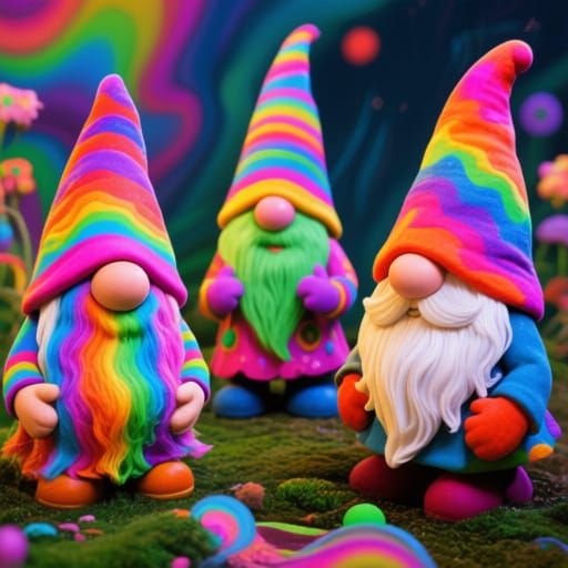 Psychedelic Gnomes in a Whimsical Style