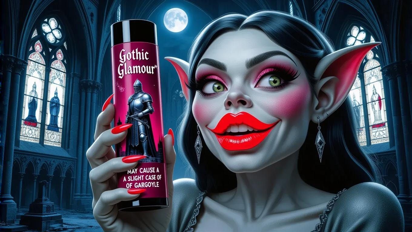 Gothic Glamour Gargoyle with Lipstick