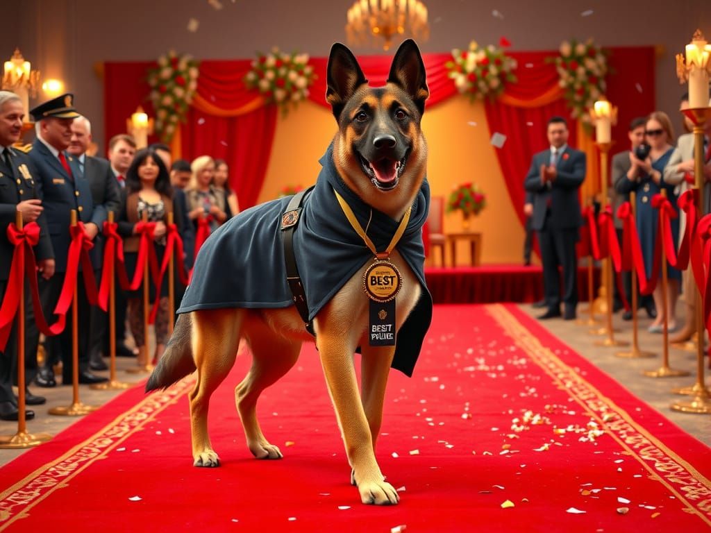 Majestic Police Dog Receives Royal Treatment on Red Carpet