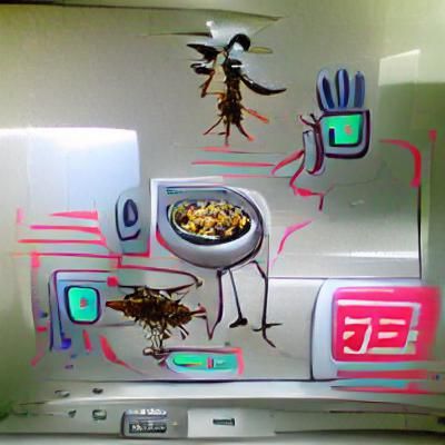 Robots Converse in Microwave, Insect Swords