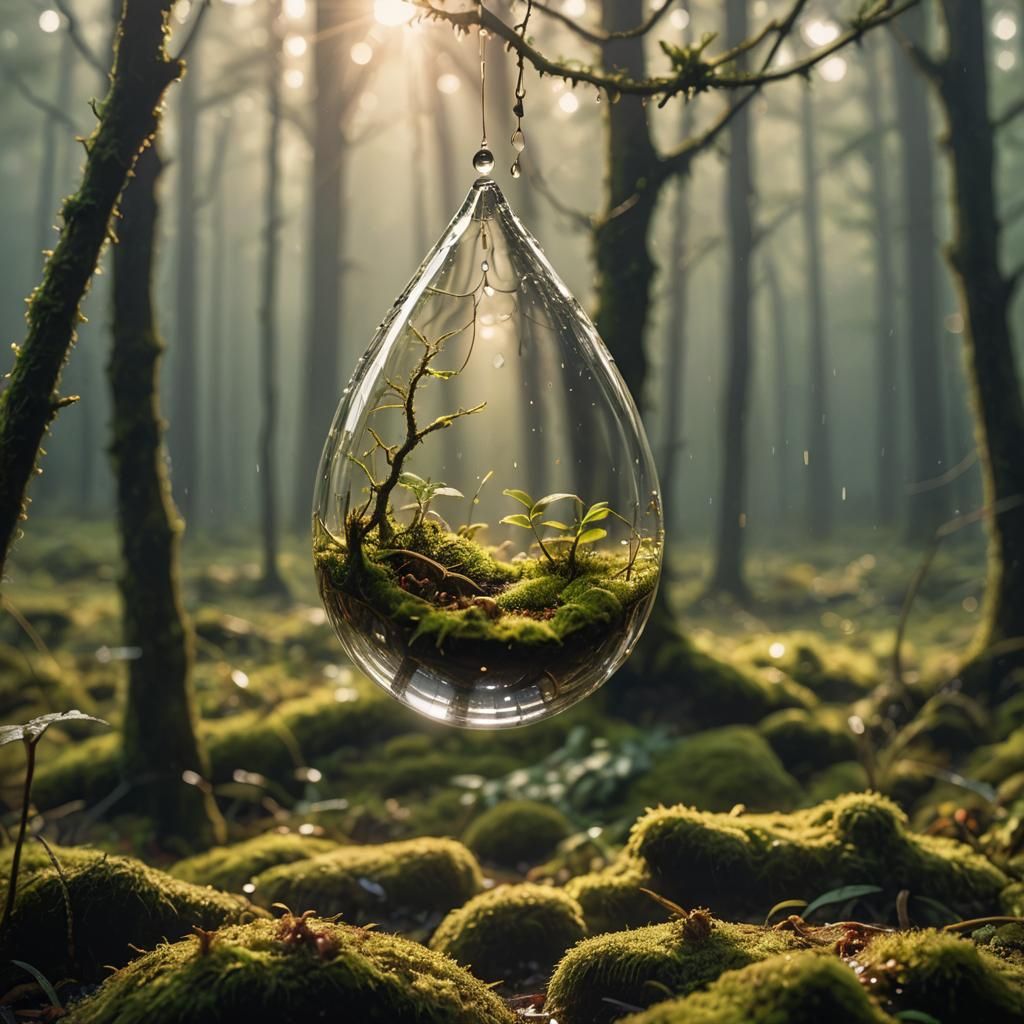 Self-Sustaining World Inside a Raindrop