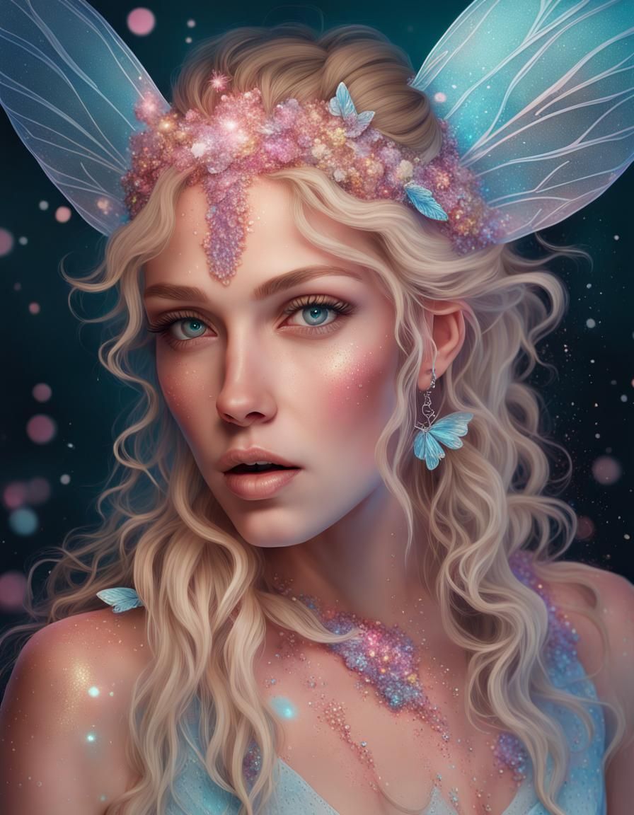 Glittering Fairy Portrait in Graffiti Art Style