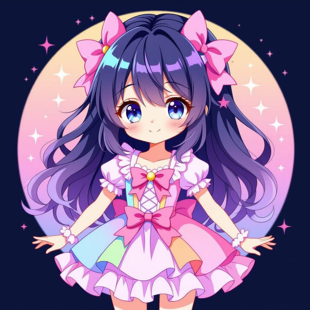 Pastel Anime Chibi Girl Posing Cutely