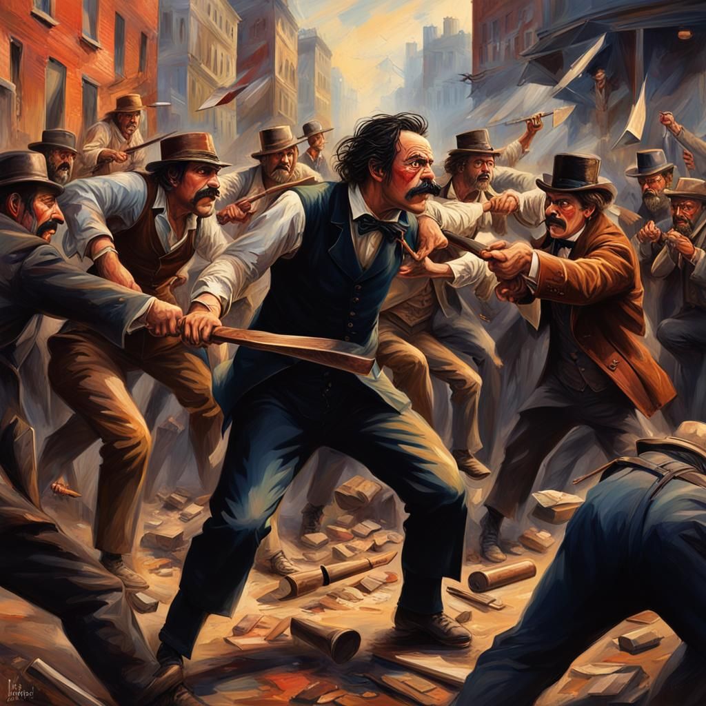 Gangs of New York Street Fight, Hyperrealistic Art