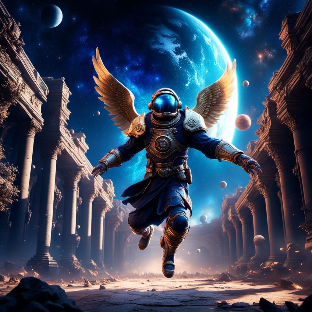 Worm Flying Through Space with Galaxy Background