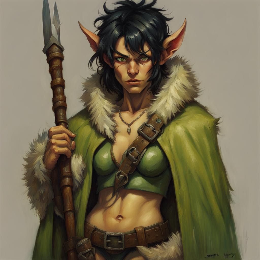 Cute Goblin Barbarian in Anime Style