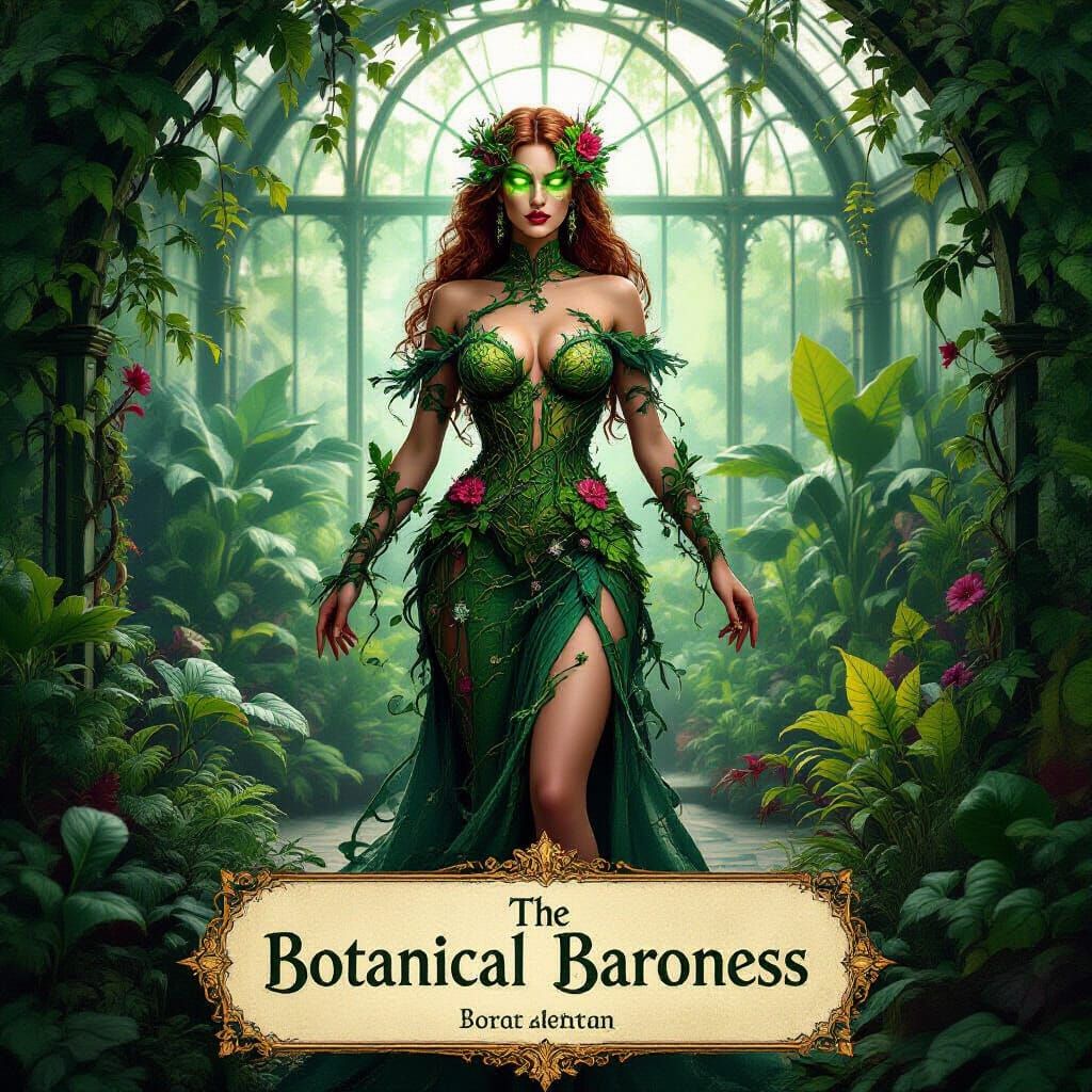 Botanical Baroness in an Art Nouveau Greenhouse