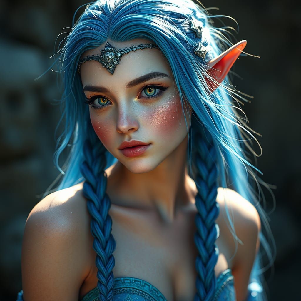 Enchanting Elf Girl in 16-Bit Pixel Art