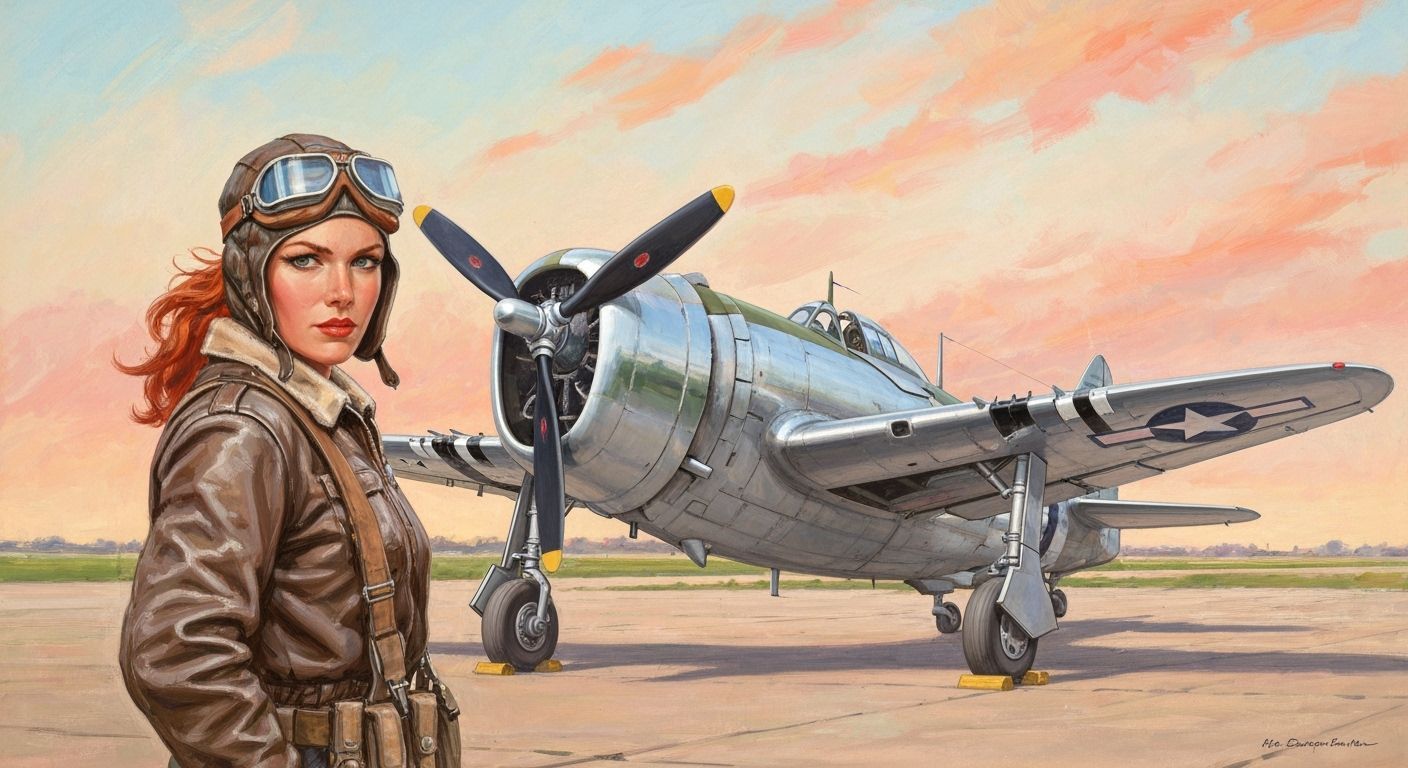 Ginger Female Aviator Portrait in Vintage Style