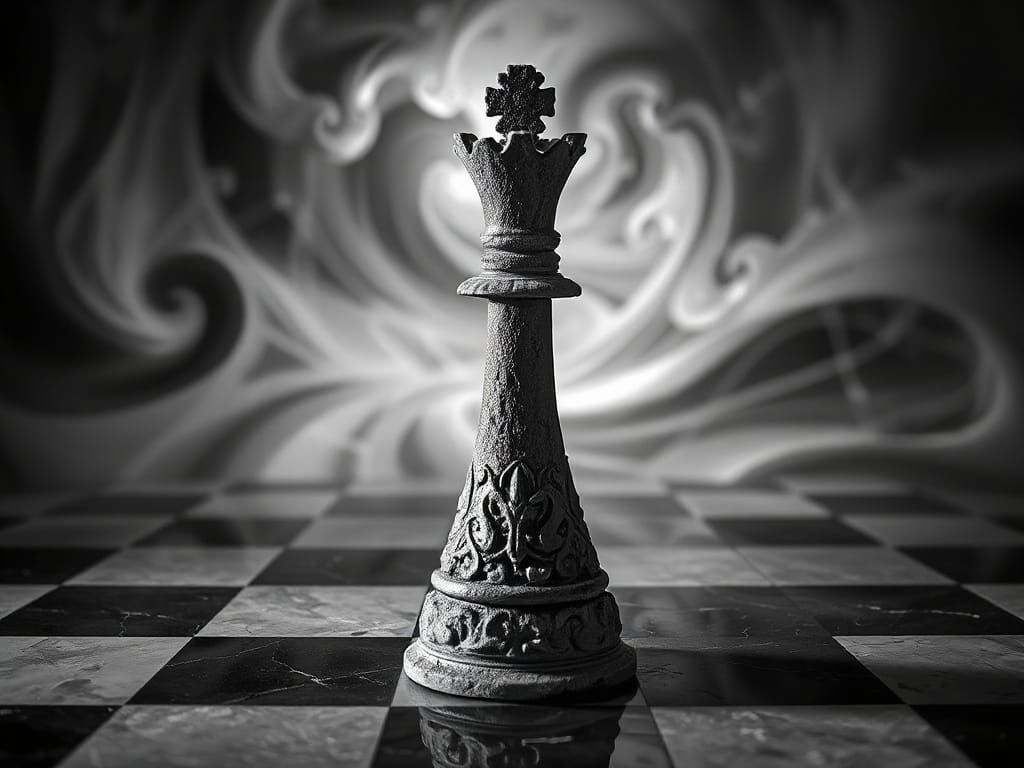 Surreal Stone Chess Queen on Infinity Fractal Board