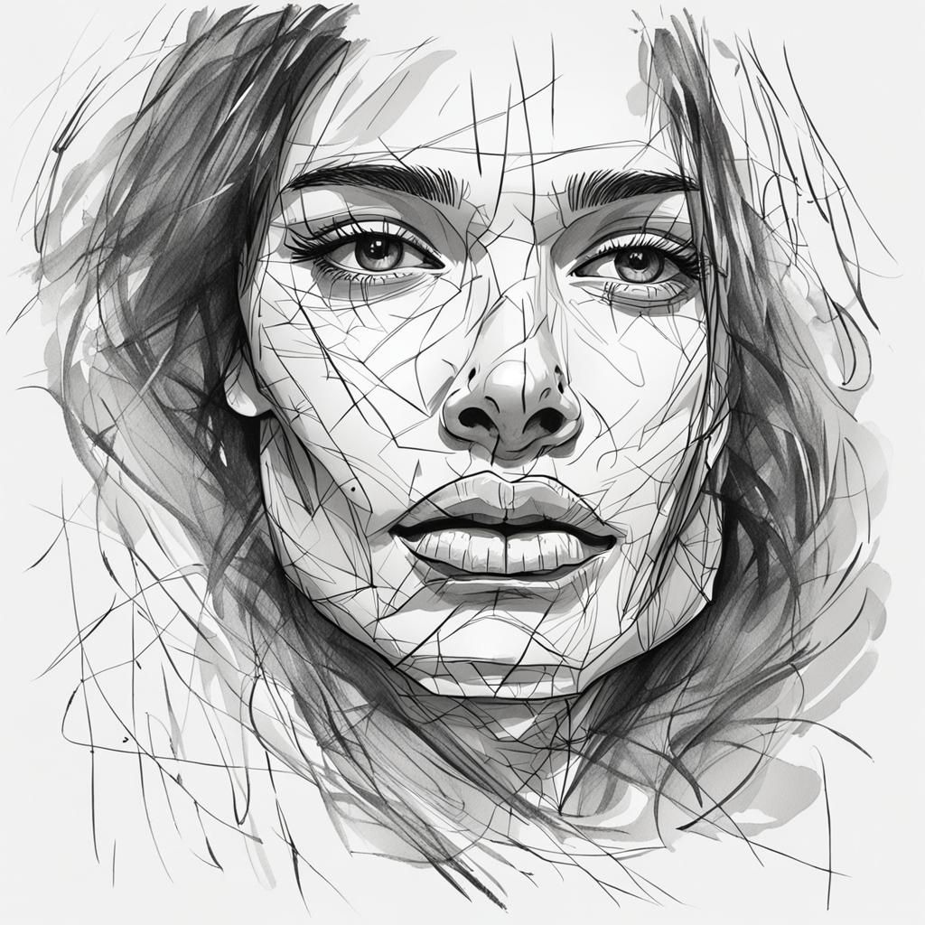 Expressive Sketch of a Woman's Face