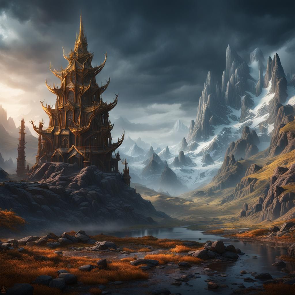 Detailed Matte Painting of Svarog in Fantasy Concept Art