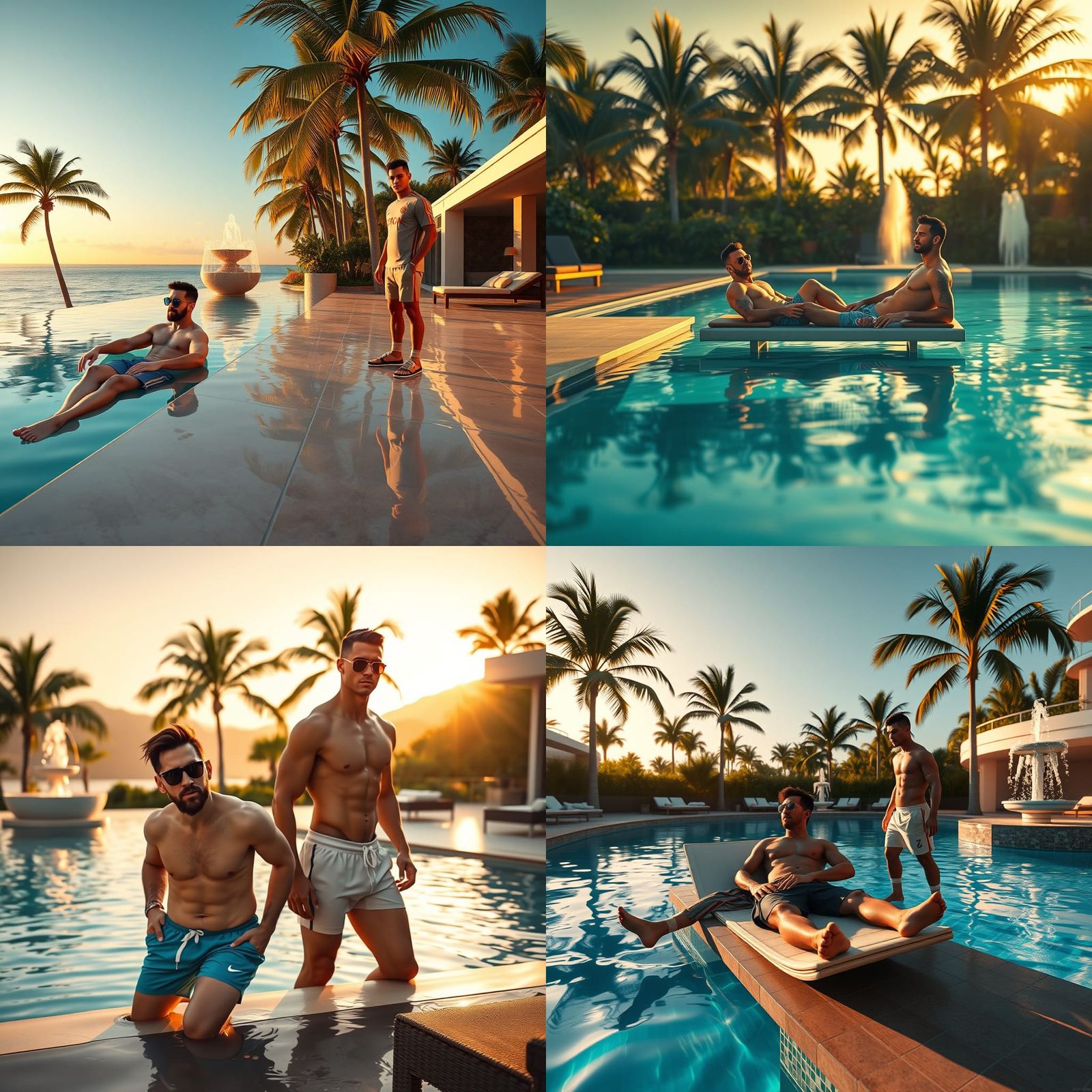Messi and Ronaldo Relaxing Poolside in Ultra-Realistic Scene