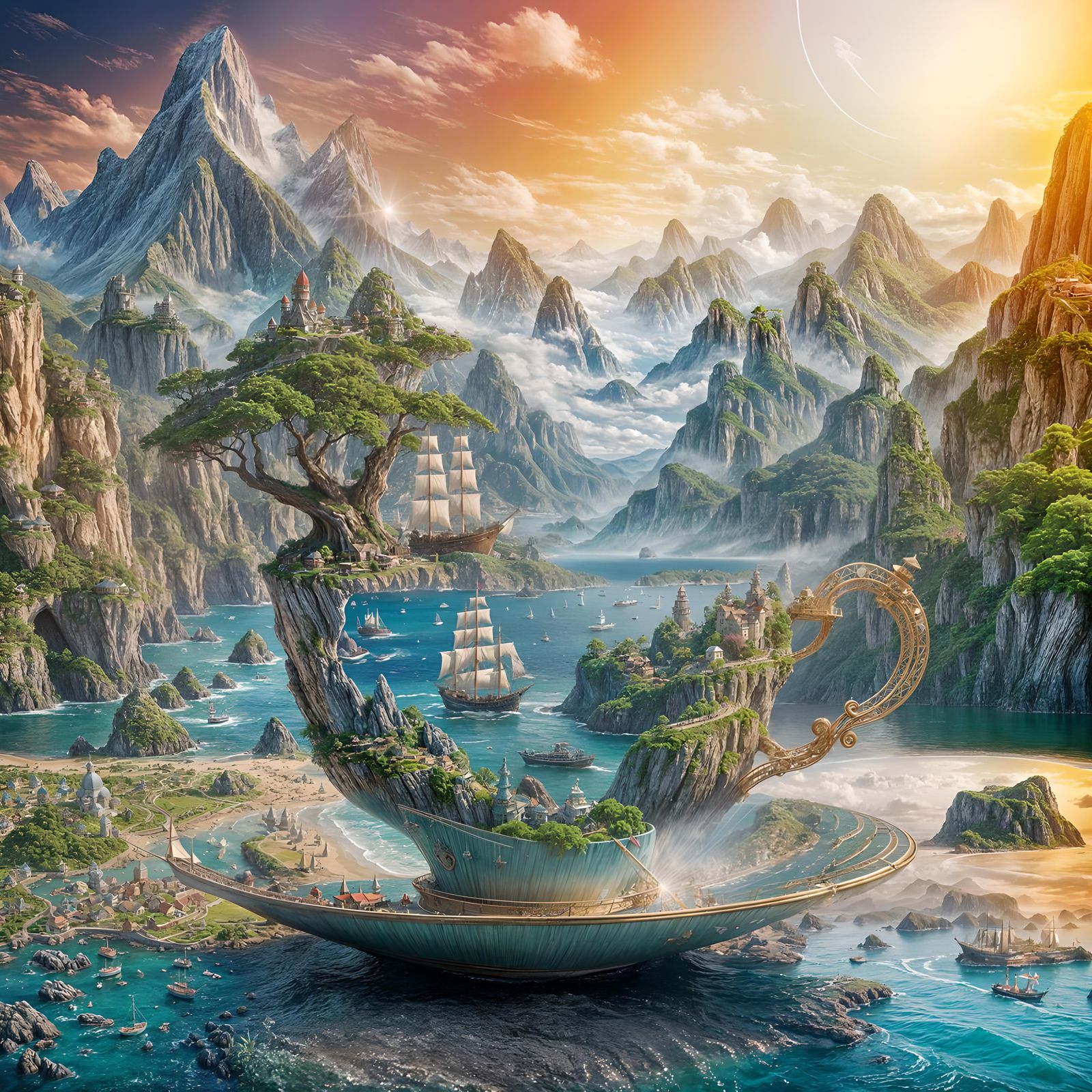 Teacup Fantasy: 3D Sea and Sailing Ships